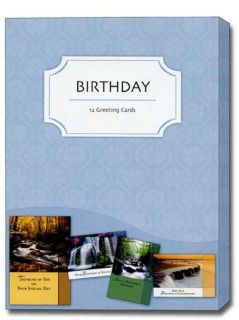New Vistas Box of 12 Assorted Birthday Cards with Envelopes
