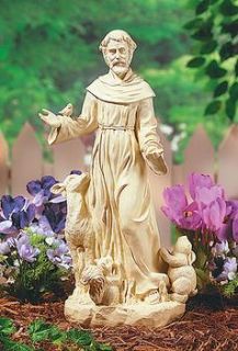Saint St Francis of Assisi Statue Art Resin Stone Look Lawn Garden 