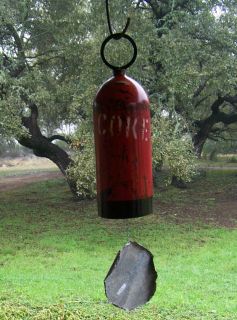   Cola Wind chime Windbell Red Garden Reclaimed Art Bell Music Coke OOAK