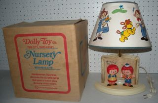 Raggedy Ann Andy Arthur Wolf Lamp Shade Light 1976 Bobbs Merrill Dolly 