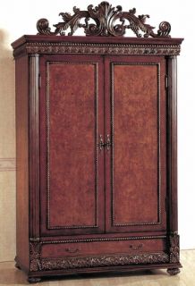 Traditional Formal Cherry Brown Color Wood Armoire Wardrobe Only 