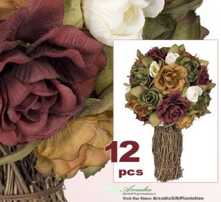 12 Rose Topiaries Silk Flower Wedding Centerpieces 12