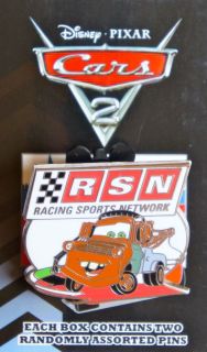   Pixar Pin Cars 2 Mystery ~ Tow Mater ~ RSN Racing Sports Network Logo