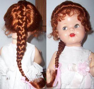   22 Saucy Walker and Other Dolls Auburn Braid with Side Curls