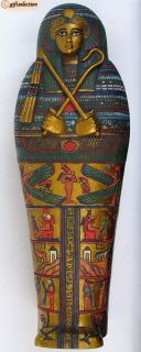 Ancient Egyptian Sarcophagus Coffin Figurine w Mummy
