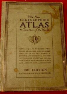 1918 Encyclopedic Atlas Gazetteer of The World Vintage Collectible 