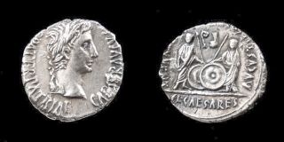AUGUSTUS Silver Coin Denarius LUCIUS, GAIUS * RARE Pd Variety Roman 
