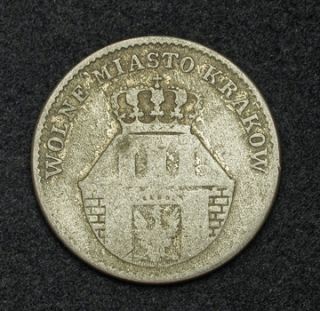 1835, Poland, Krakow (Free City). Silver 10 Groszy coin. Civic Coinage 