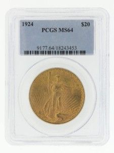1924 US PCGS MS 64 Saint Gaudens Double Eagle Twenty Dollar $20 Gold 