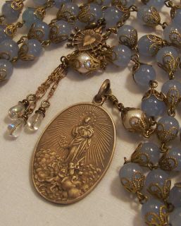   Gemstone Rosary Bronze Assumption of Mary Cultured Pearls