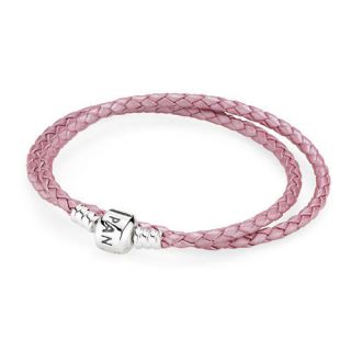 Authentic Pandora Leather 15 Double Pink Bracelet