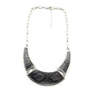 Retro Artificial Snake Lether Crescent Choker Bib Necklace Earring 