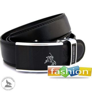 New Mans Belts Polo Genuine Leather Black Belt Auto Buckle 2 Style 