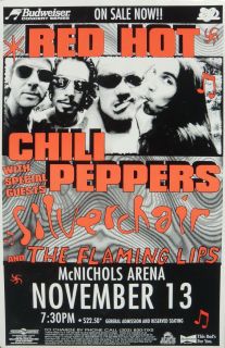   CHILI PEPPERS / SILVERCHAIR 1995 DENVER CONCERT TOUR POSTER  Funk Rock