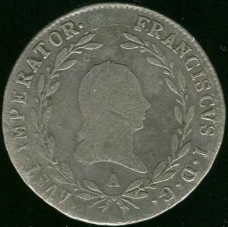 Austria Beauty Scarce 20 Kreuzer 1818 Silver Coin Look
