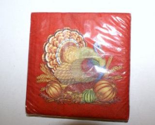 package of 18 fall thanksgiving turkey party napkins
