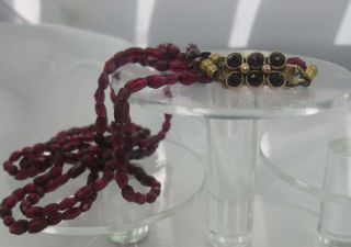 Victorian double row faceted garnet necklace Gold bohemian garnet set 