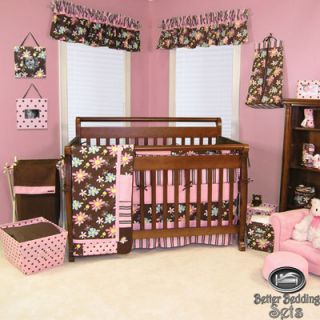 Baby Girl Pink Brown Flower Crib Nursery Infant Blanket Collection 