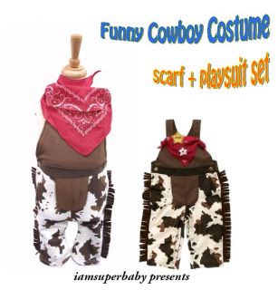 Baby Boy Clothes Cowboy Dungarees Character Costume Fancy Dress Scarf 