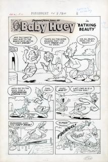    PARMOUNT ANIMATED #5 COMPLETE 5 PAGE BABY HUEY STORY ORIG ART 1953