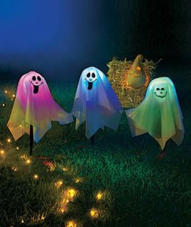  Color Changing Ghost Stakes Halloween Fall Seasonal Outdoor Yard Decor