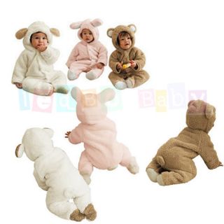 Baby Hooded Outfit Romper Fancy Animal Play Suit Costume Bear Rabbit 