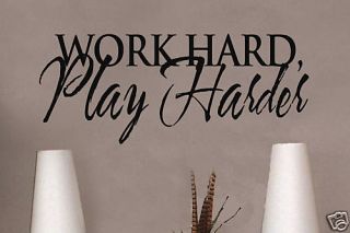 Work Hard Play Harder Vinyl Wall Lettering Word Sticky