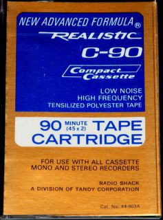 REALISTIC C 90 1970s BLANK AUDIO COMPACT CASSETTE RECORDING TAPE