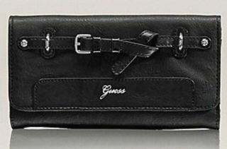 NEW AUTHENTIC GUESS AVERA BLACK LARGE WALLET CLUTCH PURSE BAG FROM USA 