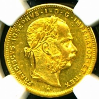 1886 AUSTRIA GOLD COIN 20 FRANCS 8 FL NGC CERTIFIED GENUINE GRADED 