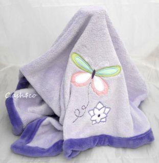 Tiddliwinks Purple Baby Blanket with Butterfly Soft V
