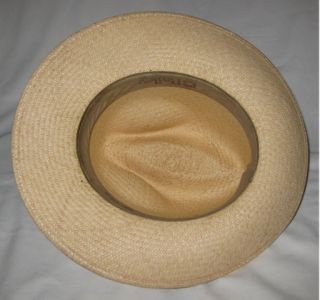 vintage bailey genuine panama straw hat size medium has leather band 