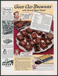 1941 ad baker s chocolate good old brownies