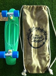   Skateboard 22 Organic Light Green/White/ Blue Cruiser Banana Board
