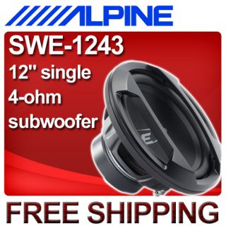 Alpine Swe 1243 12 Single 4 Ohm Type E Series Car Subwoofer Sub 