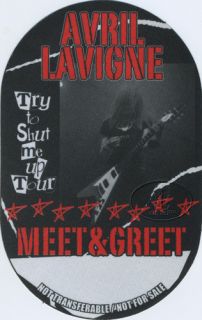   backstage pass for the AVRIL LAVIGNE 2003 TRY TO SHUT ME UP TOUR