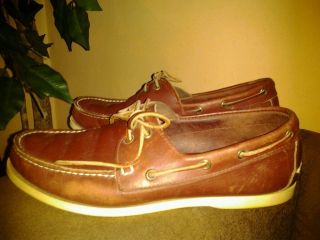Pre Owned Bar Harbor Leather Mens Boat Shoes Size 9 5
