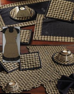 Black Check Kitchen Table Runner Chair Pad Placemat
