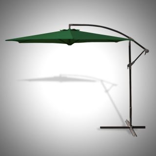    Offset Green Umbrella Patio Crank Up Tilt Side Post Shade With Stand