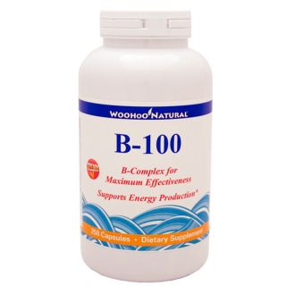 Woohoo Natural Vitamin B 100 B Complex 250 Capsules Make in USA Fresh 