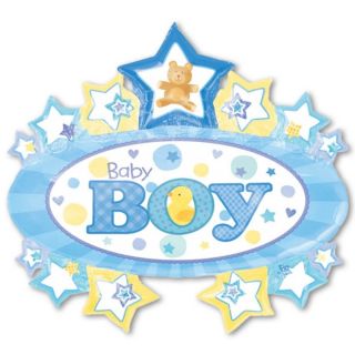 31 Blue Baby Boy Marquee Stars Foil Supershape Balloon