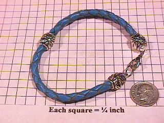 Blue Genuine Braided Leather Bracelet with Bali Beads B