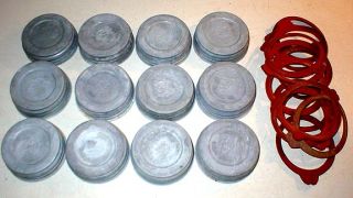   Ball Canning Jar Lids 12 Rubber Seals Glass Lined Fruit Jar