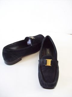 Bally Shoes Sz 8 38 Bally Black Suede Loafers with Logo Retail $325 