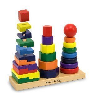   Doug Geometric Stacker Wood Wooden Blocks Baby Toys Kids New