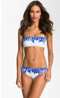 Ralph Lauren Blue Flow Floral Bandeau Bikini Swimsuit Set M L New $114 