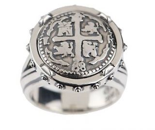 Barry Kieselstein Cord Sterling Silver Spanish Doubloon Ring Size 7 