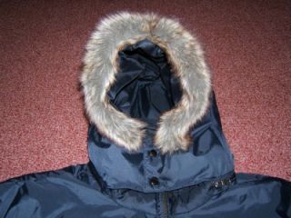 Steve & Barrys Double Down Puffer Jacket Fur Trimmed Hood Removable 