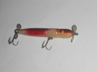 Vintage Manns Hardworm 4 5 Fishing Lure Bait Dark Red White