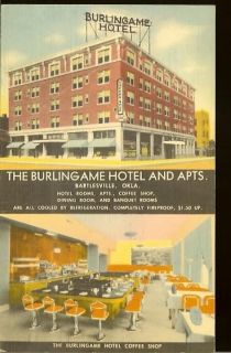 1947 Burlingame Hotel Apts Bartlesville OK Postcard